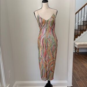 Multicolor Sequin Midi Dress